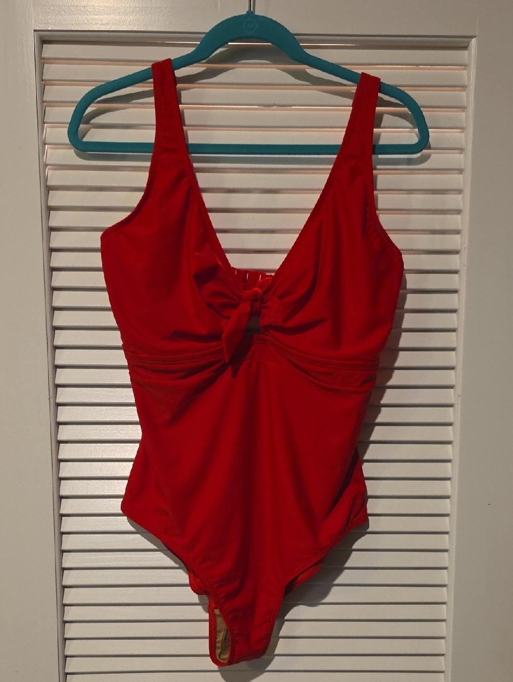 Bare Necessities Red Knot-Front Scoop One-Piece